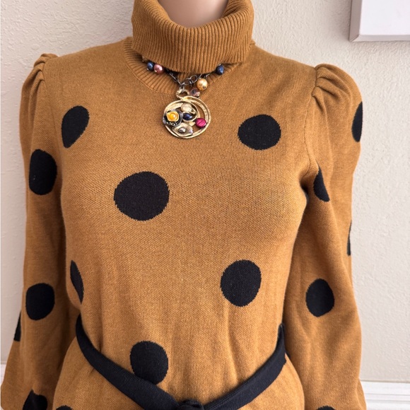 Who What Wear Tan Long Sleeve Turtleneck Dress - Picture 4 of 8